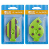 Number 6 Birthday Candle - 2.75" Orange Dots & Stripes #6 number six
