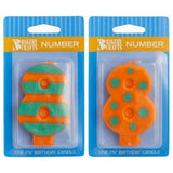 Number 8 Birthday Candle - 2.75" Orange Dots & Stripes #8 number eight