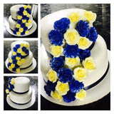 Formal Rose Flower 1.5" Royal Blue - Set of 3 Gumpaste