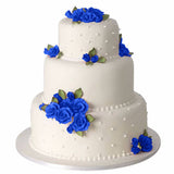 Formal Rose Flower 1.5" Royal Blue - Set of 3 Gumpaste