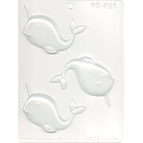 Narwhal 4" Chocolate Mold 3 Cavity FREE CUSA SHIPPING Chocolate Soap Concrete Plaster Crafts