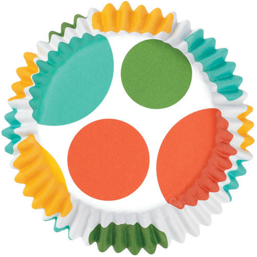 YELLOW/BLUE/ORANGE/GREEN DOTS COLORCUPS BAKING CUPS