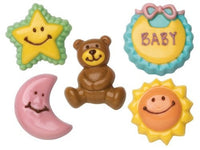 Wilton Baby Chocolate Mold  - FREE USA SHIPPING Sun Moon Bear Star Duck Rattle Train Blocks