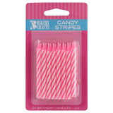 24 Pink & White Candy Stripes Candles 2.5" Birthday Candle