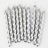 20 Silver Spiral Celebration Candles 2.5" - Metallic Birthday Candle