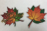 2 PC Happy Thanksgiving Leaf 5" Cake Lay On Pop Top - Cake Plaque Pick Topper Winter Holidays Christmas