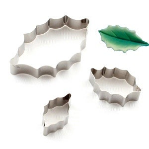 PME 3 PC Holly Leaf Cutter Set - Fondant Gumpaste Clay Crafts Cookie Cutters