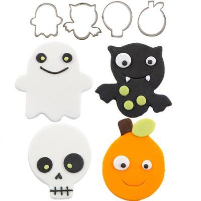 Halloween Cookie Cutter Set - Bat Ghost Skull Pumpkin (4 Piece Set) Fall Autumn