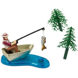 Fisherman with action Fish Cake Decorating Set - 3 pieces - Pop Top Plaque Topper