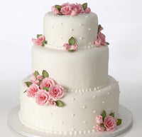 Set of 3 Flowers 4" Pink Formal Rose Flower Gumpaste