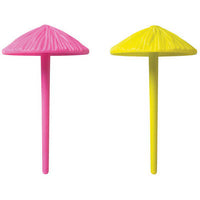 12 3D Umbrella Cupcake Picks - Beach Ocean Pool Party Mushrooms 1 Dozen