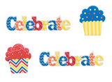 Gumpaste "Celebrate" & Cupcake - Cake Decorations Set of 4 Pieces