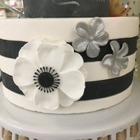 Black and White Anemone Gumpaste Flower