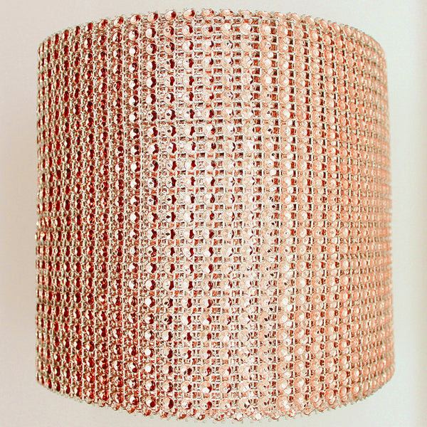 Bling Cake Wrap 1 Yard X 2.25" W - Rose Gold - Rhinestone Mesh Diamond like Champagne Copper Bronze Blush