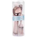 Heavy Weight Rose Gold Plastic Cutlery Pack with Knife, Fork, and Spoon - 8 of each Flatware Dining Dinnerware