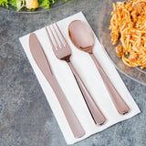 Heavy Weight Rose Gold Plastic Cutlery Pack with Knife, Fork, and Spoon - 8 of each Flatware Dining Dinnerware